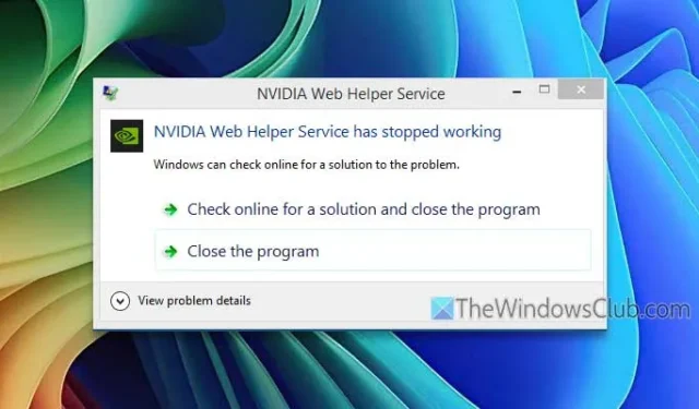 NVIDIA Web Helper Service Error: Stopped Working Issue Resolved