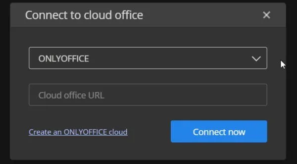 Establishing an ONLYOFFICE cloud on desktop.