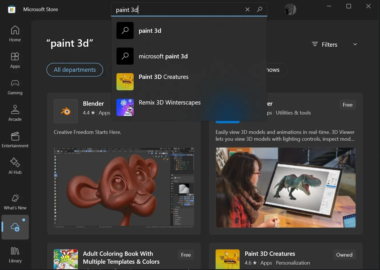 Paint 3D en la tienda de Microsoft