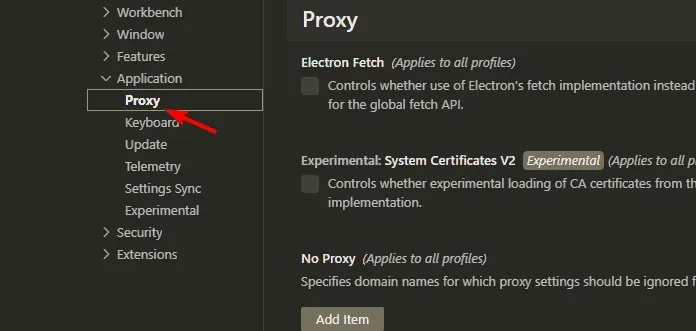 proxy visual studio code