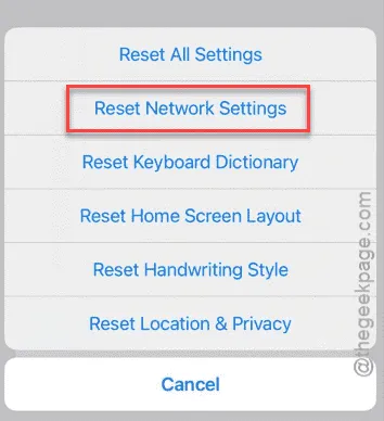 Reset network settings