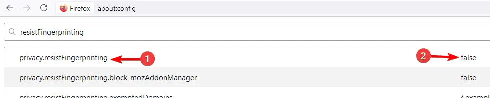 modify resistFingerprinting