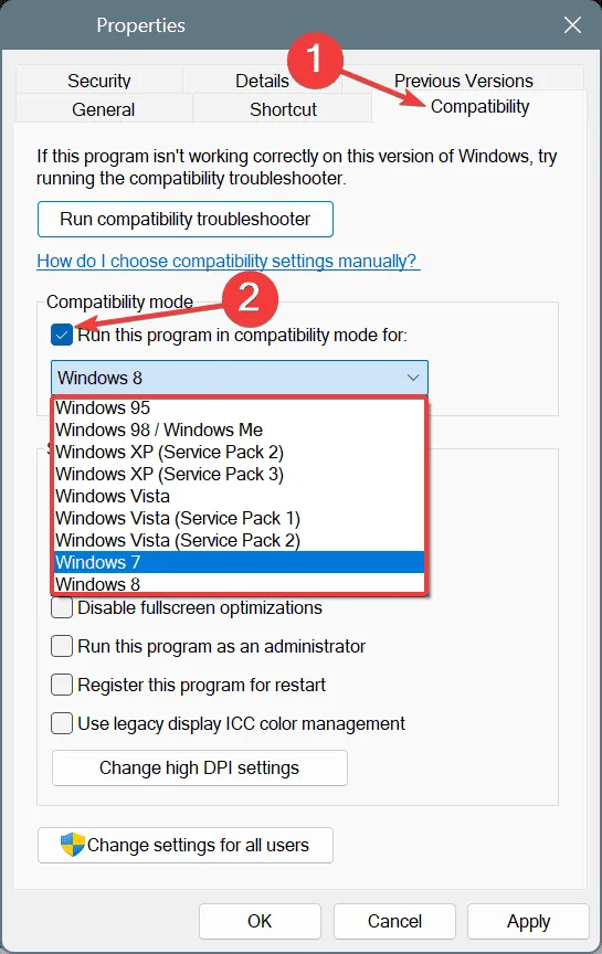 modalità di compatibilità per ERROR_INVALID_EXE_SIGNATURE