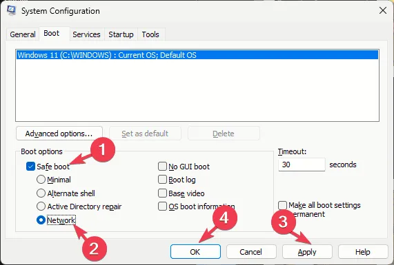 Safe mode with networking