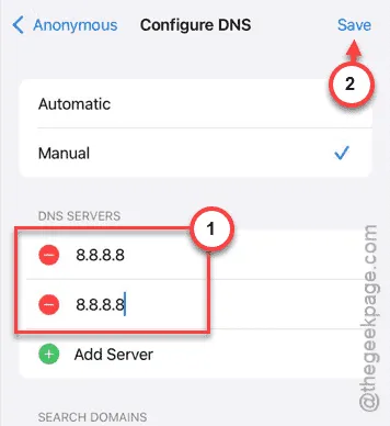 Save DNS settings