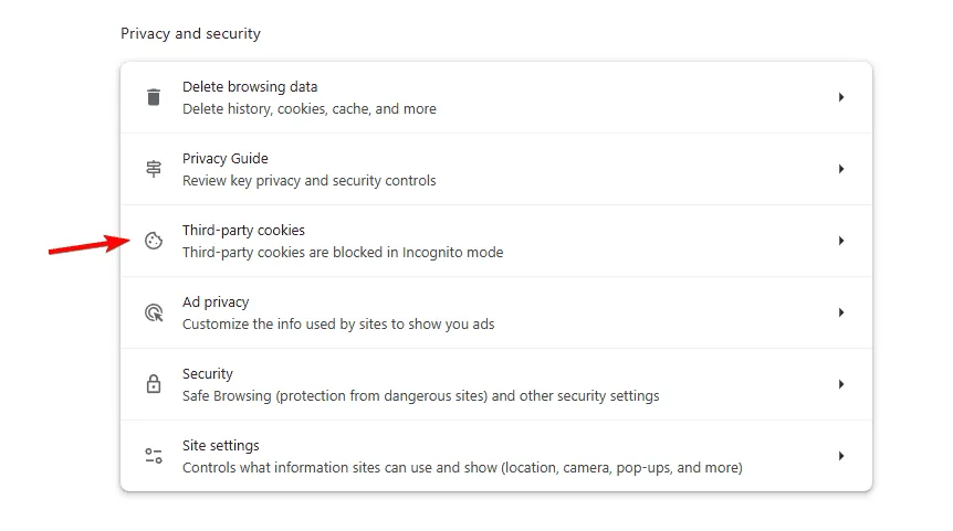 third-party cookies settings