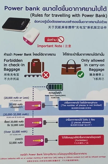 曼谷 DMK 機場攜帶行動電源指南，於 2024 年 11 月 12 日更新。