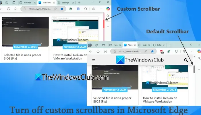 Disable custom scrollbars in Microsoft Edge