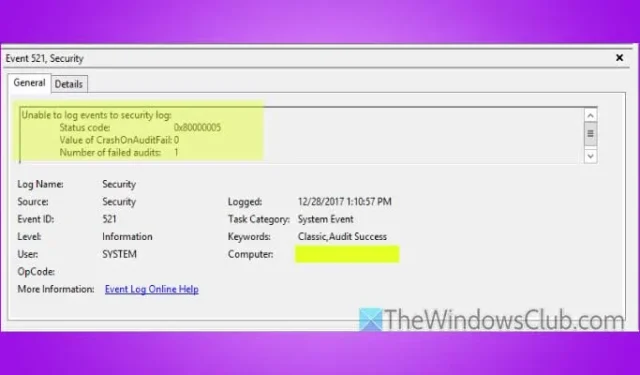 Event ID 521: Troubleshooting Issues with Logging to the Security Log