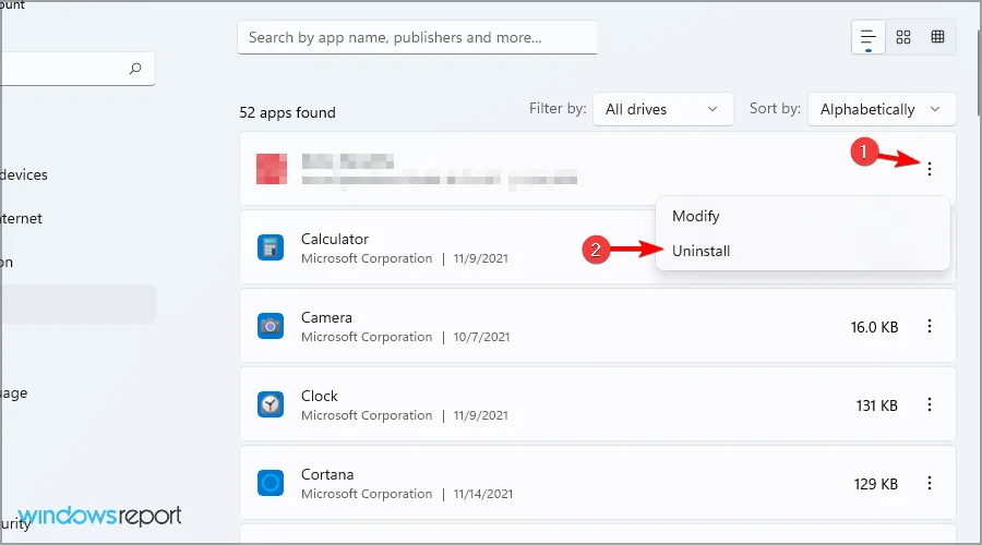 Uninstall App in Windows 11