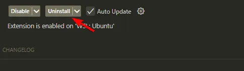 uninstall extension visual studio code