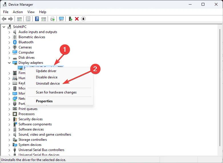 Desinstalar el controlador de gráficos