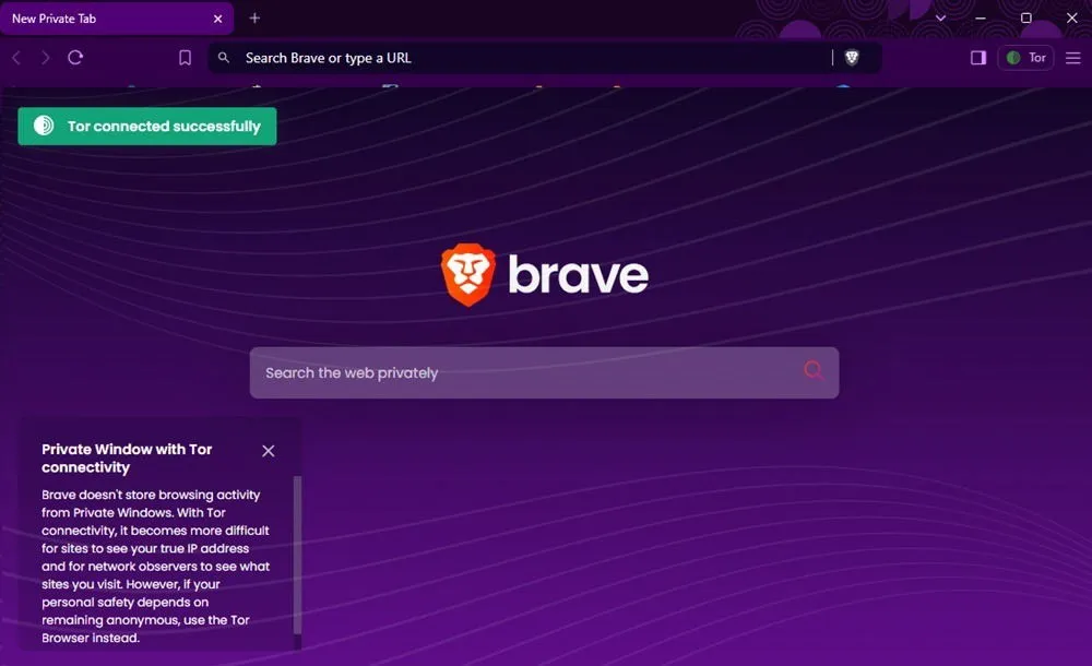 Connessione di TOR all'interno di Brave.