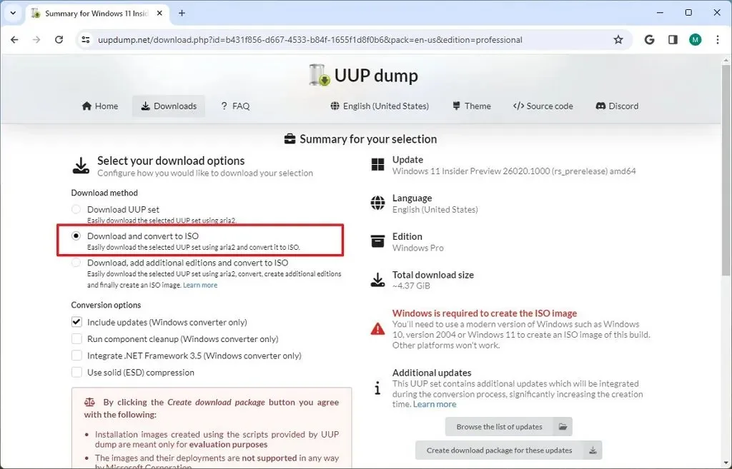 UUP Dump Download and Convert to ISO