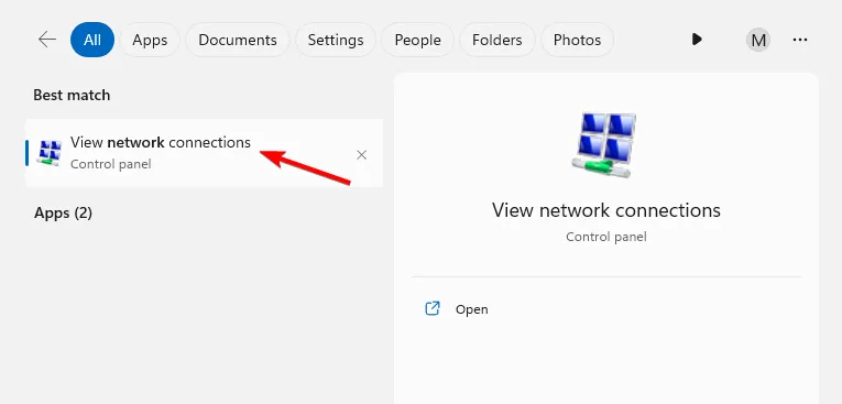 view network connections windows 11 search results