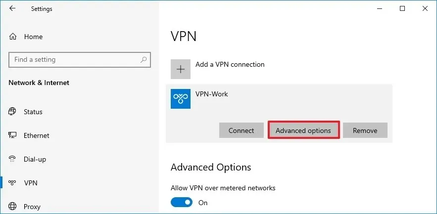 Zaawansowane ustawienia połączenia VPN