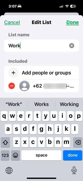 iPhone デバイスで WhatsApp リスト名を編集します。