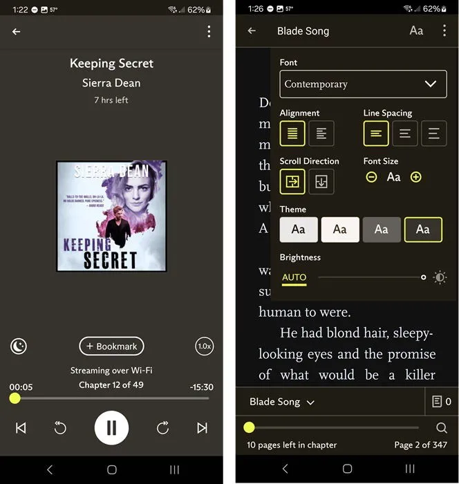 Everand's audio player and reader interface.