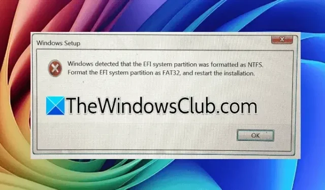 EFI System Partition Formatted as NTFS: Windows Detection Error