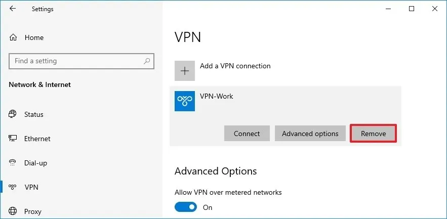 Usuń połączenie VPN