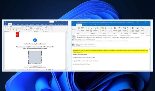 Microsoft Word が高リスクのフィッシング詐欺を助長