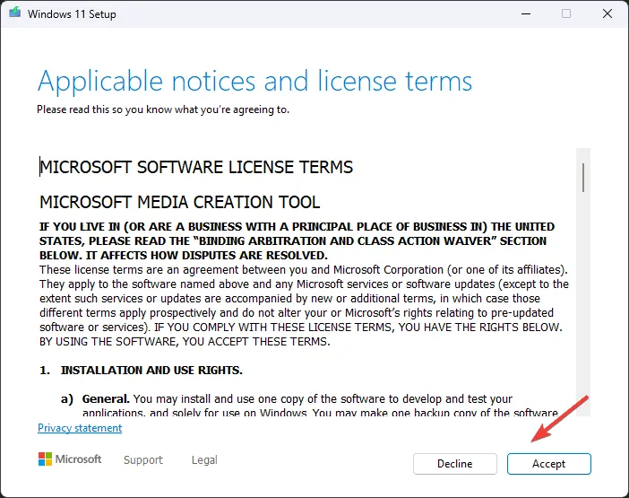 Aceite os Termos ERROR_INTERMIXED_KERNEL_EA_OPERATION