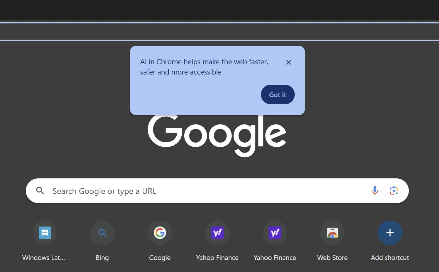 Chrome の AI ポップアップ