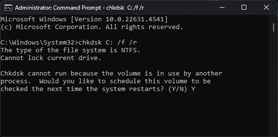 CHKDSK FRC