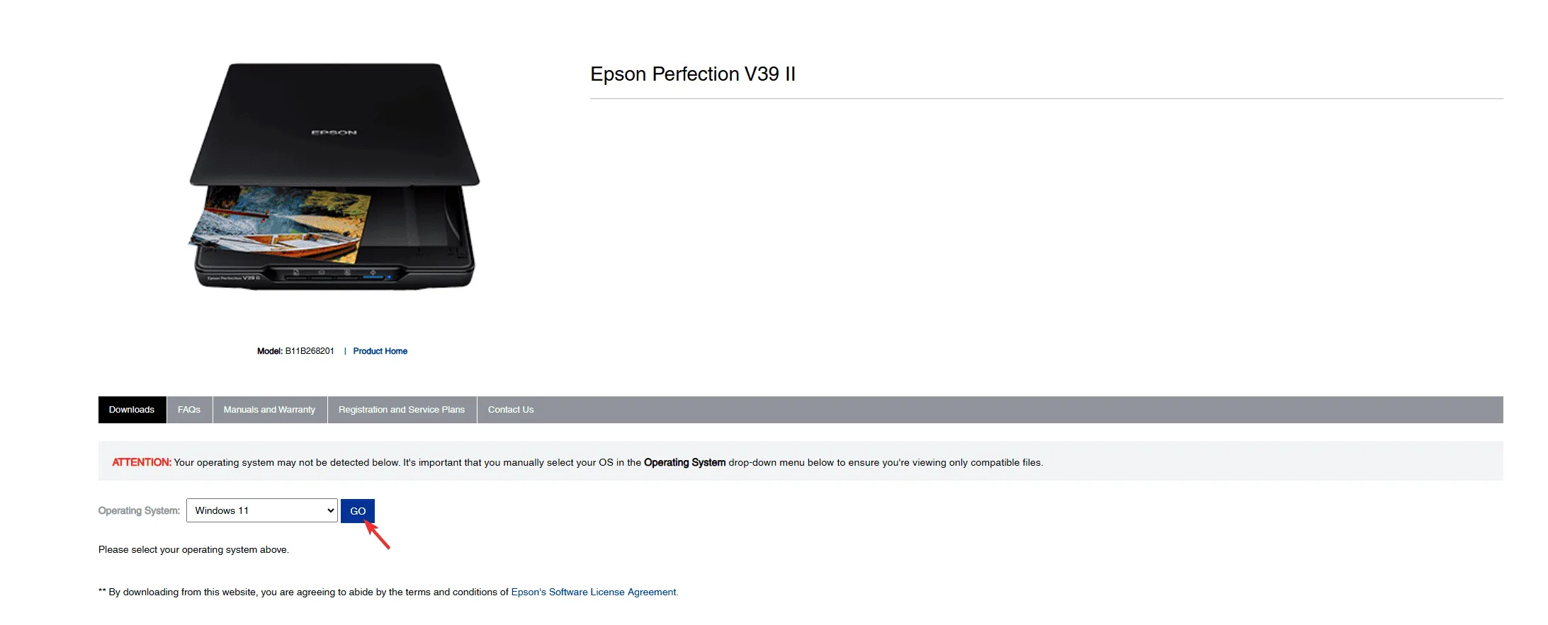 Windows 11 和 GO - epson Perfection v39 ii 無法運作