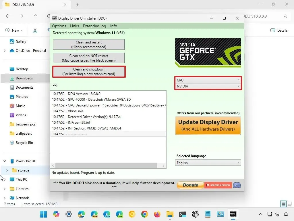 DDU Nvidia GPU 卸載