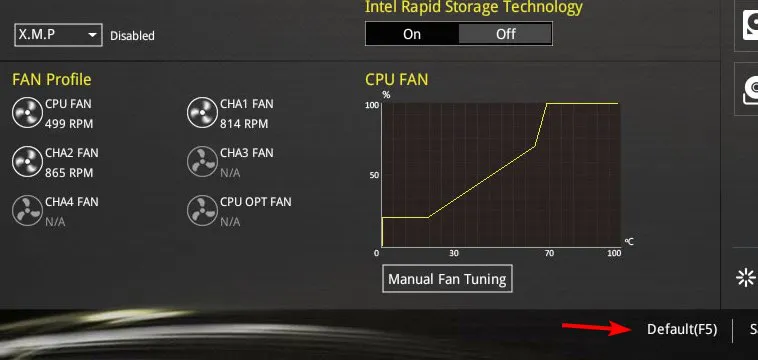 bios par défaut