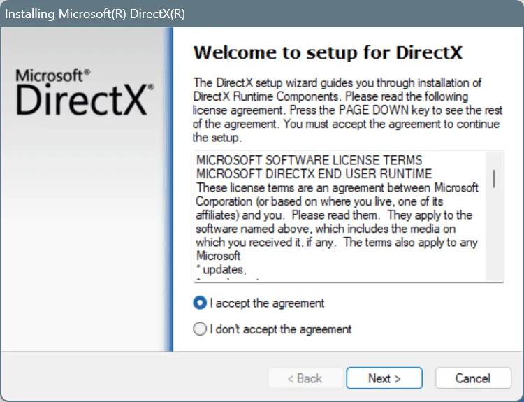 安裝 DirectX 最終使用者執行時間 Web 安裝程式以修復 d3dx9_32.dll