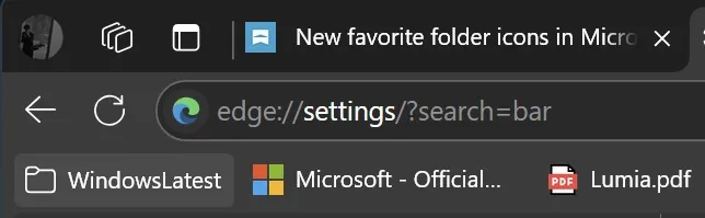 Barra de favoritos de Edge