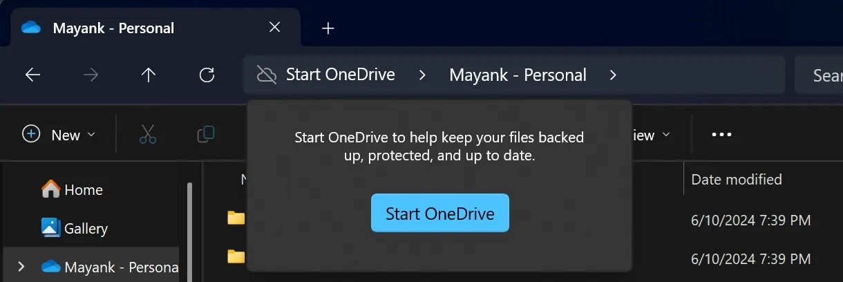 Opção de backup de inicialização do File Explorer