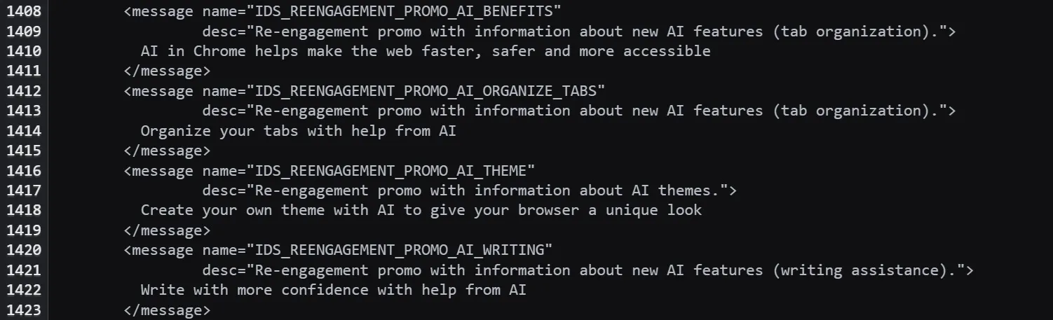 Google Chrome AI 機能リファレンス