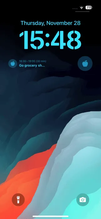 Widgets d'application structurés sur l'écran de verrouillage de l'iPhone.