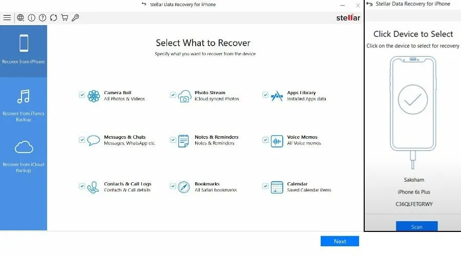 Stellar iPhone Data Recovery - Scan starten