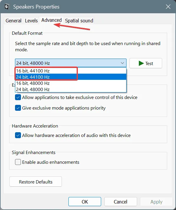 réduire la fréquence pour résoudre le problème de non-son du bureau à distance Chrome