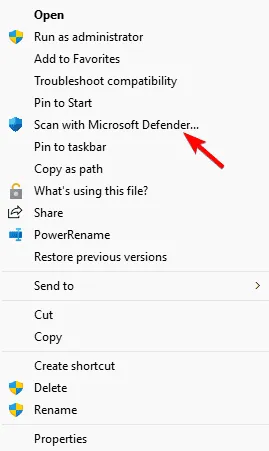 escanear con el menú contextual de Microsoft Defender