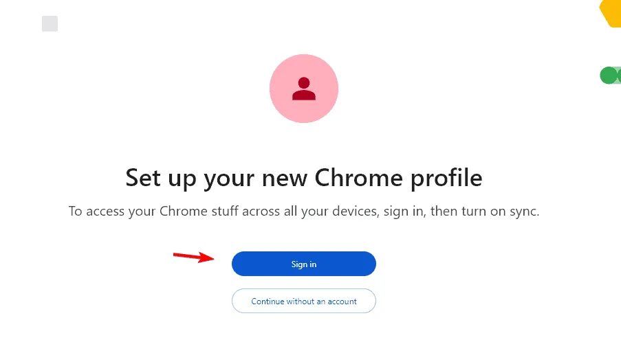 connectez-vous au profil Chrome