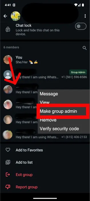 在 WhatsApp 上將某人晉升為群組管理員
