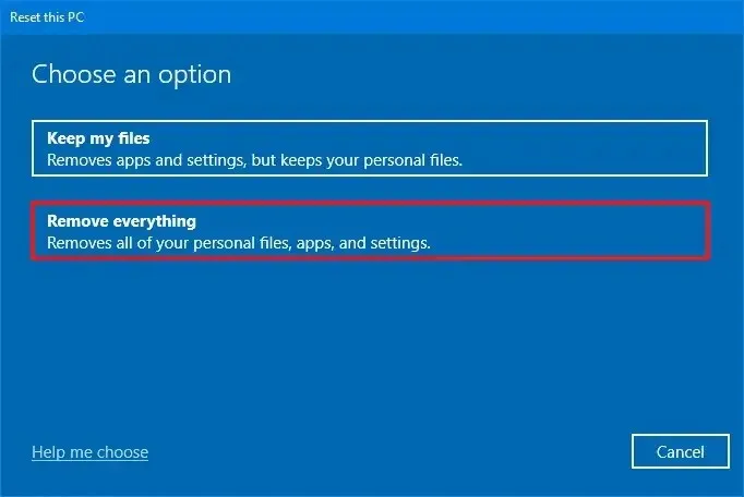 Windows 10 重設刪除所有內容